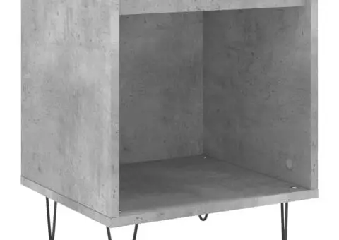 Noptieră, gri beton, 40x35x50 cm, lemn compozit - 2/5