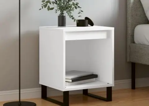 Noptieră, alb, 40x35x50 cm, lemn prelucrat - 1/5