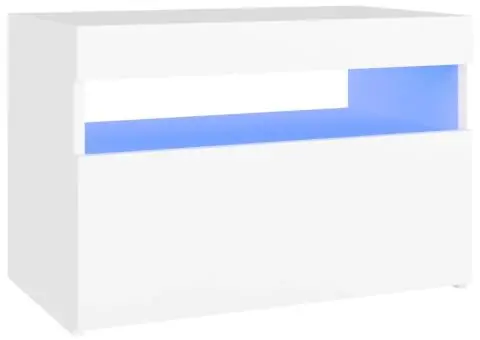 Noptieră cu lumini LED, alb, 60x35x40 cm, lemn prelucrat - 2/5