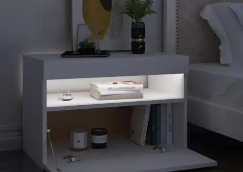 Noptieră cu lumini LED, alb, 60x35x40 cm, lemn prelucrat - 4/5