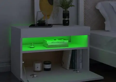 Noptieră cu lumini LED, alb, 60x35x40 cm, lemn prelucrat - 5/5