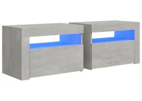Noptiere cu LED-uri, 2 buc., gri beton, 60x35x40 cm - 2/5