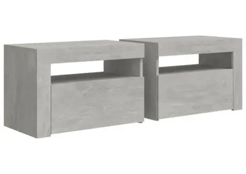 Noptiere cu LED-uri, 2 buc., gri beton, 60x35x40 cm - 3/5