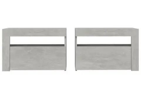 Noptiere cu LED-uri, 2 buc., gri beton, 60x35x40 cm - 4/5