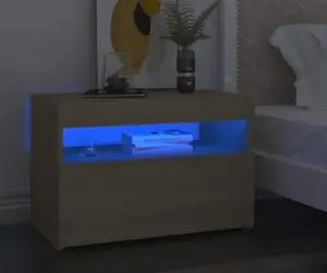 vidaXL Noptieră cu lumini LED, 2 buc., stejar Sonoma, 60x35x40 cm