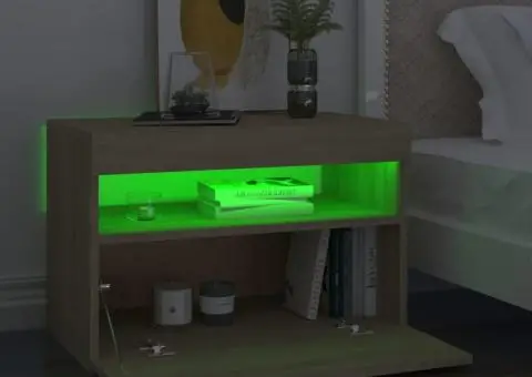 Noptieră cu lumini LED, 2 buc., stejar Sonoma, 60x35x40 cm - 5/5