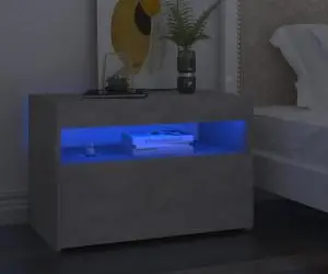 vidaXL Noptieră cu lumini LED, 2 buc., gri beton, 60x35x40 cm