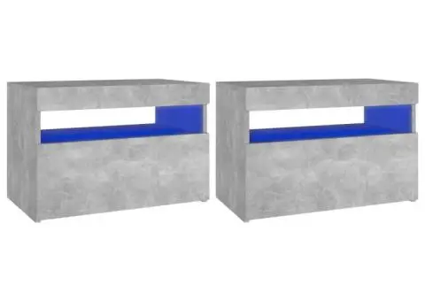 Noptieră cu lumini LED, 2 buc., gri beton, 60x35x40 cm - 2/5