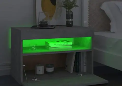 Noptieră cu lumini LED, 2 buc., gri beton, 60x35x40 cm - 3/5