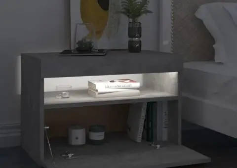 Noptieră cu lumini LED, 2 buc., gri beton, 60x35x40 cm - 4/5