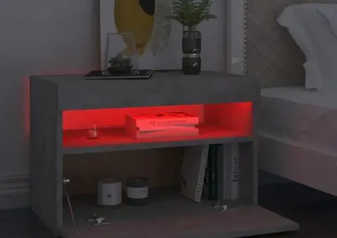 Noptieră cu lumini LED, 2 buc., gri beton, 60x35x40 cm - 5/5