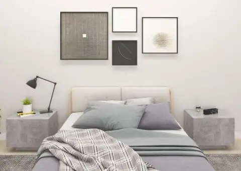 Noptieră, gri beton, 100x35x40 cm, lemn prelucrat - 1/5