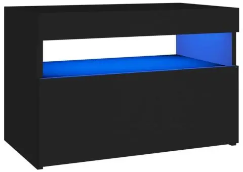 Noptieră cu lumini LED, negru, 60x35x40 cm, lemn prelucrat - 2/5