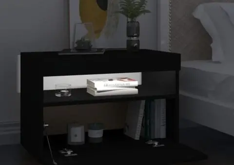 Noptieră cu lumini LED, negru, 60x35x40 cm, lemn prelucrat - 4/5