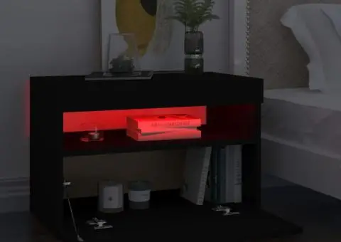 Noptieră cu lumini LED, negru, 60x35x40 cm, lemn prelucrat - 5/5