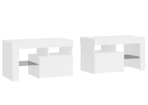 Noptiere cu lumini LED, 2 buc., alb extralucios, 70x36,5x40 cm - 3/5