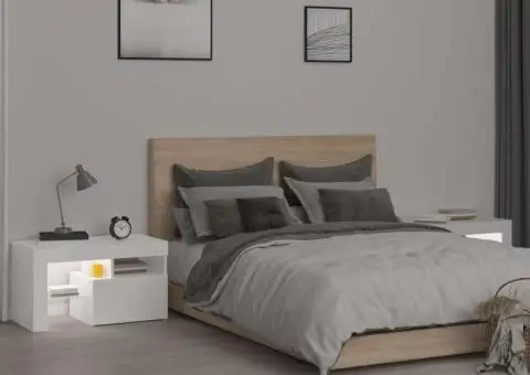 Noptiere cu lumini LED, 2 buc., alb extralucios, 70x36,5x40 cm - 4/5