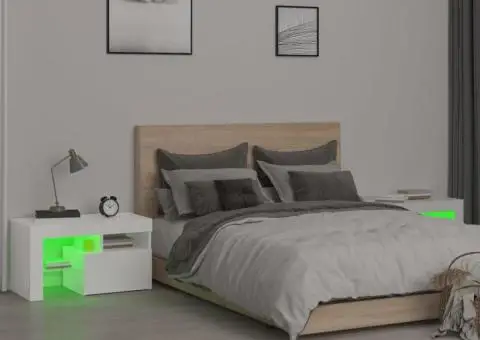 Noptiere cu lumini LED, 2 buc., alb extralucios, 70x36,5x40 cm - 5/5