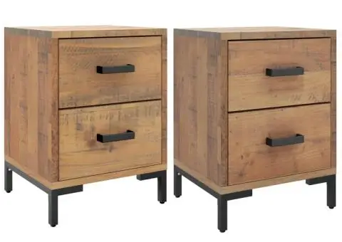 Noptiere, 2 buc., 36x30x45 cm, lemn masiv de pin - 2/5