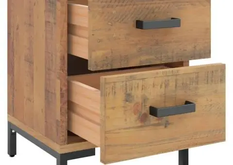 Noptiere, 2 buc., 36x30x45 cm, lemn masiv de pin - 4/5