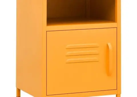 Noptiere, 2 buc., galben muștar, 35x35x51 cm, oțel - 2/5