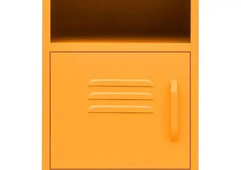 Noptiere, 2 buc., galben muștar, 35x35x51 cm, oțel - 3/5