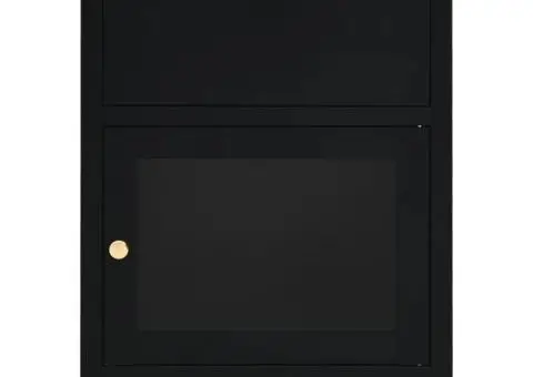 Noptiere, 2 buc., negru, 40x30x54,5 cm, oțel și sticlă - 4/5