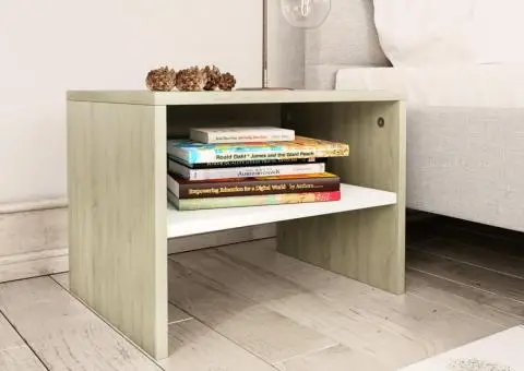 Noptiere, 2 buc., alb și stejar sonoma, 40 x 30 x 30 cm, PAL - 2/5