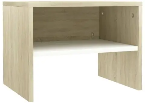 Noptiere, 2 buc., alb și stejar sonoma, 40 x 30 x 30 cm, PAL - 4/5