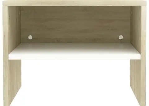 Noptiere, 2 buc., alb și stejar sonoma, 40 x 30 x 30 cm, PAL - 5/5