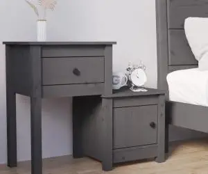 vidaXL Noptieră, gri, 79,5x38x65,5 cm, lemn masiv de pin