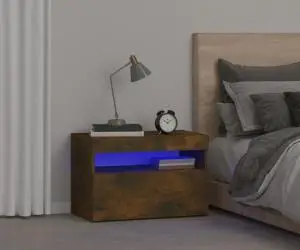 vidaXL Noptiere cu lumini LED, stejar fumuriu, 60x35x40 cm