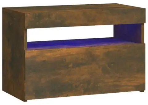 Noptiere cu lumini LED, stejar fumuriu, 60x35x40 cm - 2/5