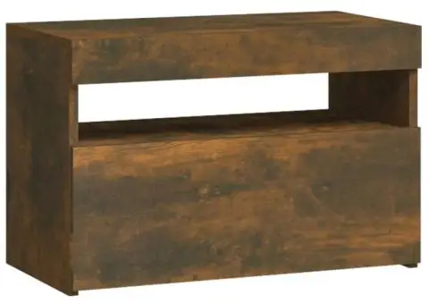 Noptiere cu lumini LED, stejar fumuriu, 60x35x40 cm - 3/5