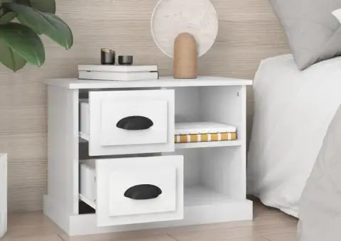 Noptieră, alb extralucios, 60x35,5x45 cm - 3/5