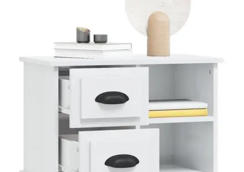 Noptieră, alb extralucios, 60x35,5x45 cm - 5/5