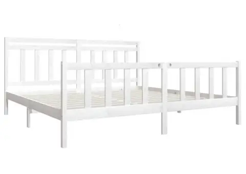 Cadru de pat, alb, 200x200 cm, lemn masiv - 3/5