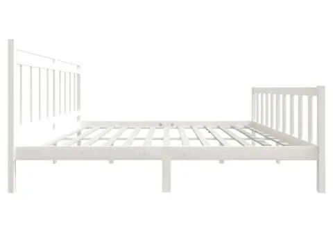 Cadru de pat, alb, 200x200 cm, lemn masiv - 5/5