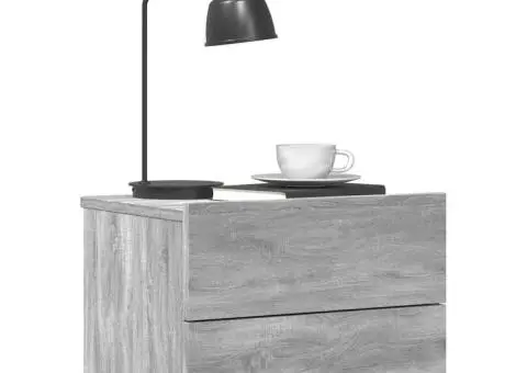 Noptiere, 2 buc., gri sonoma, 40x30x30 cm, lemn prelucrat - 3/5