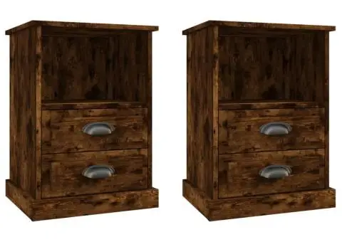 Noptiere, 2 buc., stejar afumat, 43x36x60 cm - 2/5