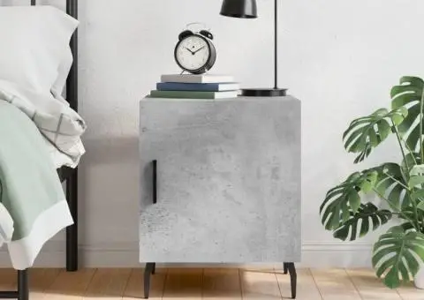 Noptieră, gri beton, 40x40x50 cm, lemn compozit - 1/5