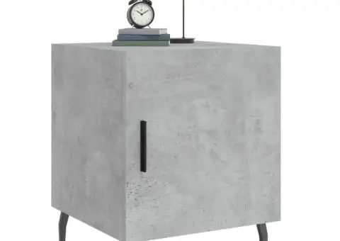 Noptieră, gri beton, 40x40x50 cm, lemn compozit - 4/5