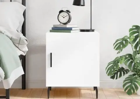 Noptieră, alb, 40x40x50 cm, lemn compozit - 1/5