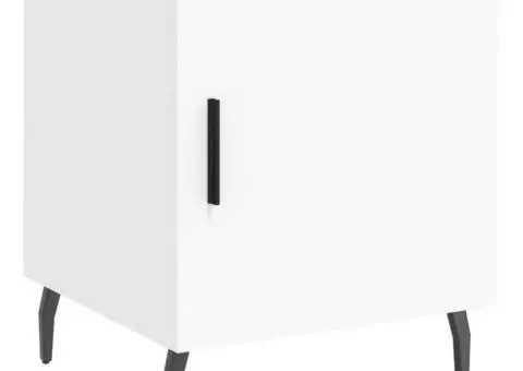 Noptieră, alb, 40x40x50 cm, lemn compozit - 2/5