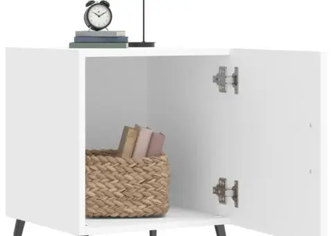 Noptieră, alb, 40x40x50 cm, lemn compozit - 3/5