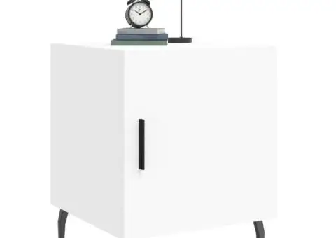 Noptieră, alb, 40x40x50 cm, lemn compozit - 4/5