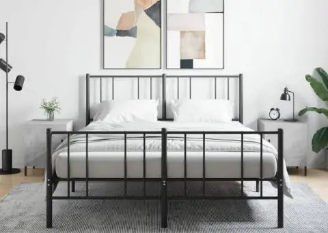 Noptiere, 2 buc., gri beton, 40x40x50 cm, lemn compozit - 1/5