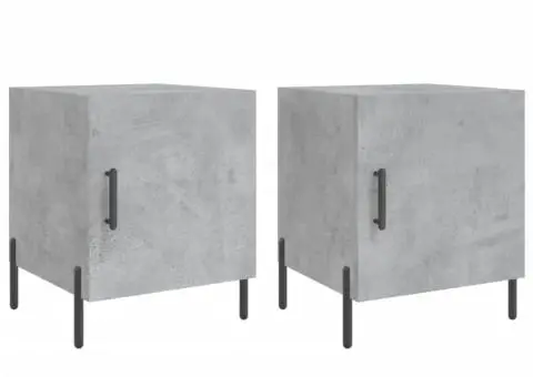 Noptiere, 2 buc., gri beton, 40x40x50 cm, lemn compozit - 2/5