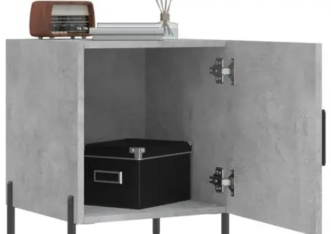 Noptiere, 2 buc., gri beton, 40x40x50 cm, lemn compozit - 3/5