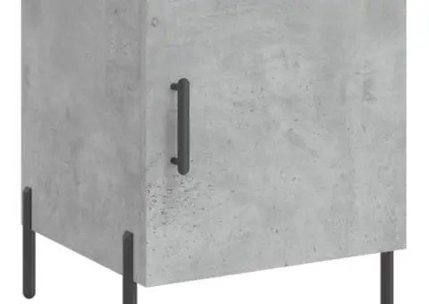 Noptiere, 2 buc., gri beton, 40x40x50 cm, lemn compozit - 5/5